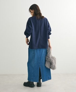 Green Parks フリース袖リブドッキングプルオーバー Dark Navy