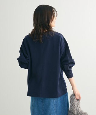 Green Parks フリース袖リブドッキングプルオーバー Dark Navy