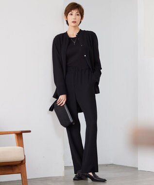 ICB L 【WEB限定カラーあり・洗える】 ライトダブルクロス ストレートパンツ ブラック系