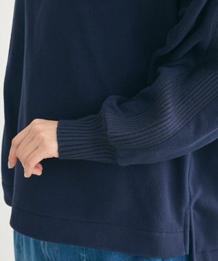 Green Parks フリース袖リブドッキングプルオーバー Dark Navy