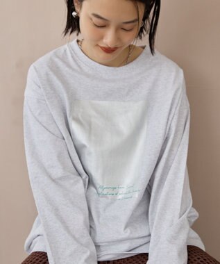AMERICAN HOLIC ボックス箔プリントロングTシャツ Gray Mixture