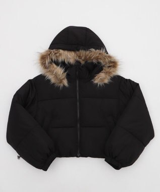 WEGO 【25年秋冬新作/SMサイズ展開】2WAYファーフードショートパファーブルゾン ブラック