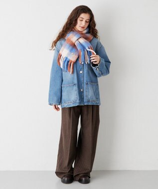 MOONBAT PAUL&JOE ACCESSOIRES(ポール&ジョー) ボリュームチェックマフラー ブラウン