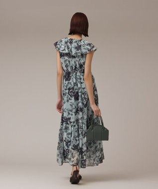 GRACE CONTINENTAL フラワープリントフリルワンピース グリーン