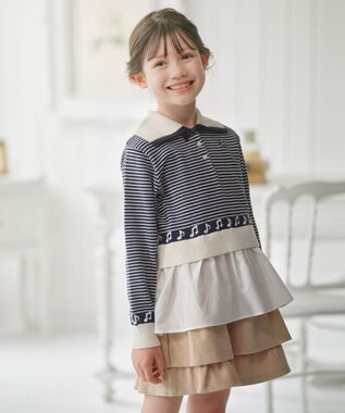 組曲 KIDS 【150-160㎝】ハーモニー ボーダートップス