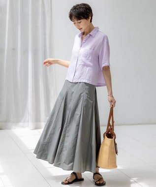 23区 L 【Oggi7月号掲載/洗える】LIBECOリネン クロップド デザイン シャツ ラベンダー系