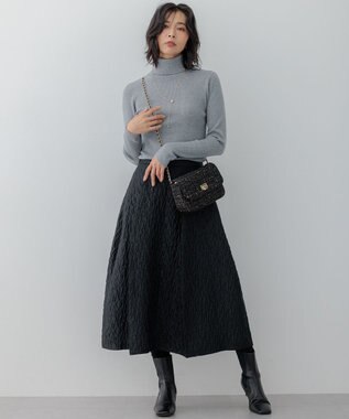 23区 【洗える】エクラジャカード コクーン スカート ブラック系
