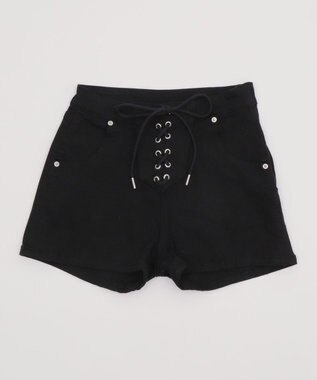 WEGO レースアップデニムショートパンツ ブラック