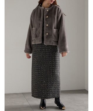 Te chichi ツィードロングナロースカート《2025winter catalog item》 チャコールグレー