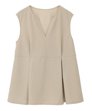 Green Parks 楽ちんリップルペプラムベスト Light Beige