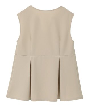 Green Parks 楽ちんリップルペプラムベスト Light Beige