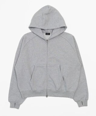 WEGO ショートZIPパーカー 杢グレー