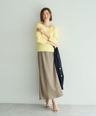 YECCA VECCA 袖釦7分袖リブニット Off White