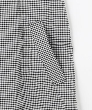 J.PRESS LADIES L 【洗える】Lightストレッチギンガム シングル トレンチコート ブラック×ライトグレーギンガム系