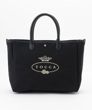 TOCCA CRESTA CANVASBAG L キャンバスバッグ L ブラック系ゴールド刺繍