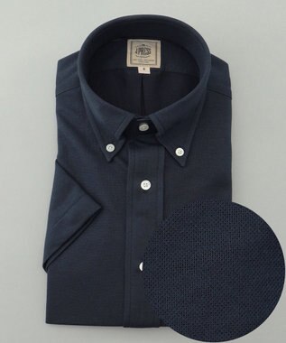J.PRESS MEN 【夏に嬉しい高機能】カノコインレイパッチポケット シャツ/B.D. ネイビー系