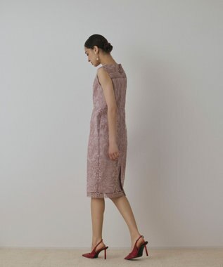 GRACE CONTINENTAL コ－ド刺繍タイトドレス ピンク