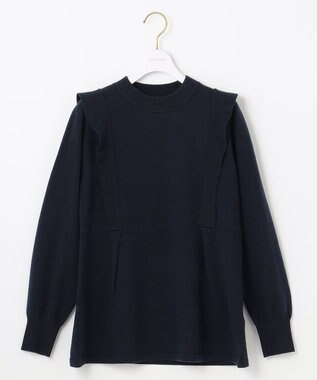 ANY SIS 【洗える】袖フレアーレイヤード ニット ネイビー系