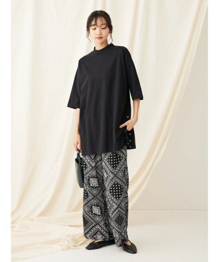 CRAFT STANDARD BOUTIQUE モックネックリングドットチュニック Black