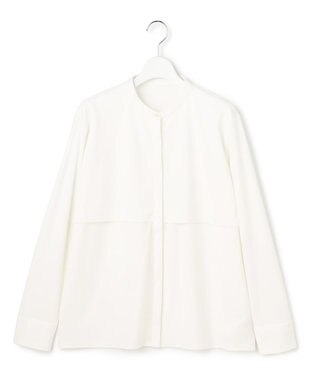 ICB 【洗える】イージージョーゼット バンドカラーカットソー オフホワイト系