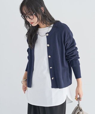 Green Parks アンチピリング金ボタンニットカーディガン Navy