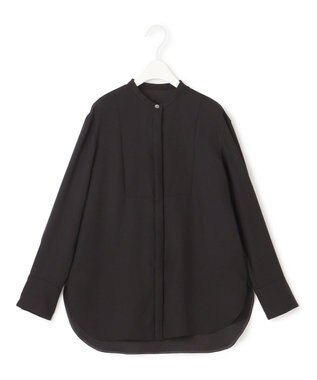 ICB 【接触冷感・UVケア・速乾・洗える】 FluidBackSatin シャツブラウス ブラック系