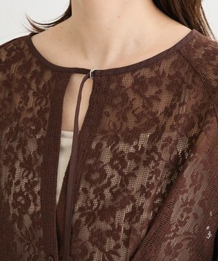 Green Parks メッシュレースタック入りプルオーバー Brown