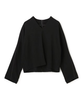 BEIGE， RUE / ドライタッチVネック配色ステッチブラウス Black