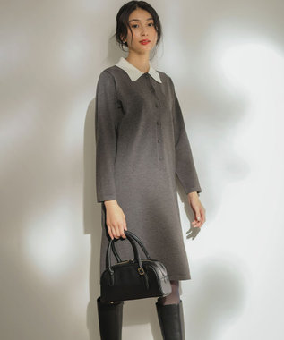 組曲 S ニット襟トロンプルイユ ワンピース