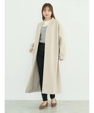 earth music&ecology Ｖネックノーカラーコート Light Beige