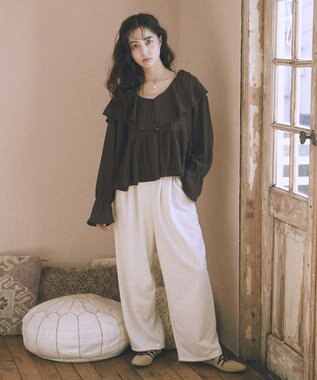 earth music&ecology レースアップニットバレーシューズ Beige