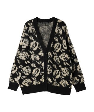 Green Parks ・ＳＵＧＡＲ　ＳＰＯＯＮ　フラワーシャギーカーディガン Black