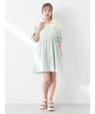 earth music&ecology ハーフＺＩＰミニワンピース Light Green