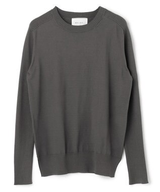 BEIGE， 【WEB限定・洗える】WILLOW / ストレッチクルーネックリブニット Warm Gray