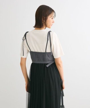 Green Parks ・ＥＬＥＮＣＡＲＥ　ＤＵＥ　チュールドッキングワンピ Charcoal Gray