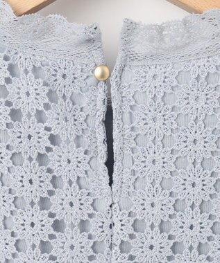 組曲 S 【WEB限定】フラワーレース ペプラムトップス スカイブルー系