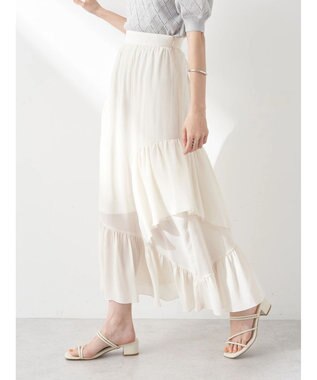 earth music&ecology シアー楊柳アシメティアードスカート Off White