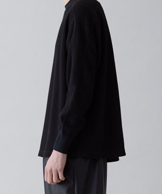 UNFILO MENS イージーケア ワッフル クルーネック [23年春夏商品] ブラック