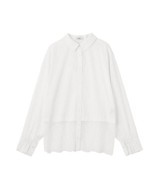 earth music&ecology 【予約】適ON レースヘムシャツ Off White