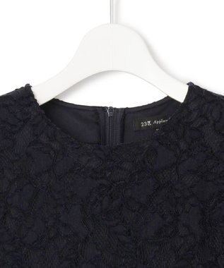 23区 【APPLAUDIR】モールラインフラワーレース ドレス ネイビー系