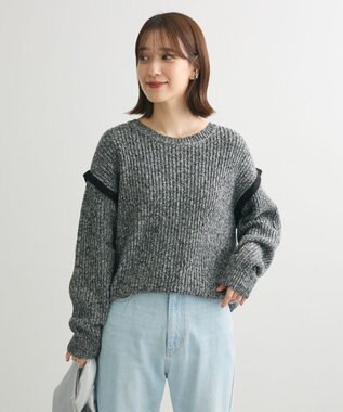 Green Parks Ｍｉｘ配色畦ニットプルオーバー Gray Mixture