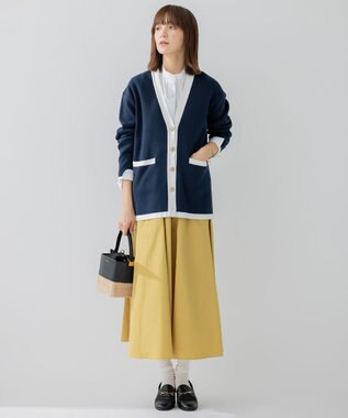 23区 L 【洗える】ハイカウントライトタフタ ギャザースカート イエロー系