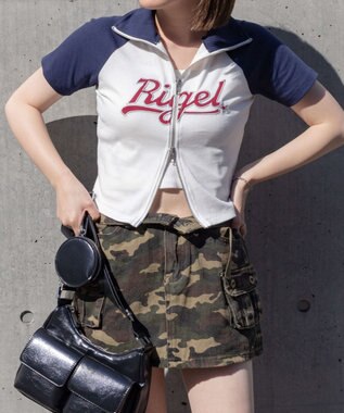 WEGO ダブルジップワッペンロゴラグランT ネイビー