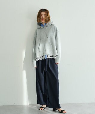 YECCA VECCA ベルト付きカーヴィーパンツ Navy