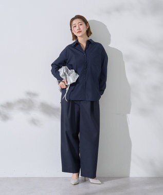 YECCA VECCA ベルト付きカーヴィーパンツ Navy