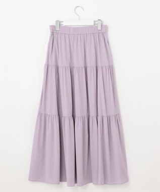 UNFILO 【撥水/UVケア/接触冷感】シャカ楽ストレッチ ティアードスカート ライラック系
