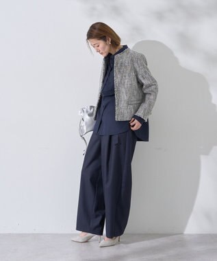 YECCA VECCA ベルト付きカーヴィーパンツ Navy