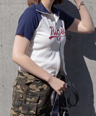 WEGO ダブルジップワッペンロゴラグランT ネイビー