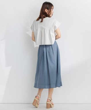 組曲 S 【吸湿・冷感・UVケア】ジョーゼットジャージーバックフリル Tブラウス ライトグレー系