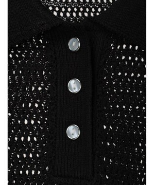 earth music&ecology ラインポロニットプルオーバー Black